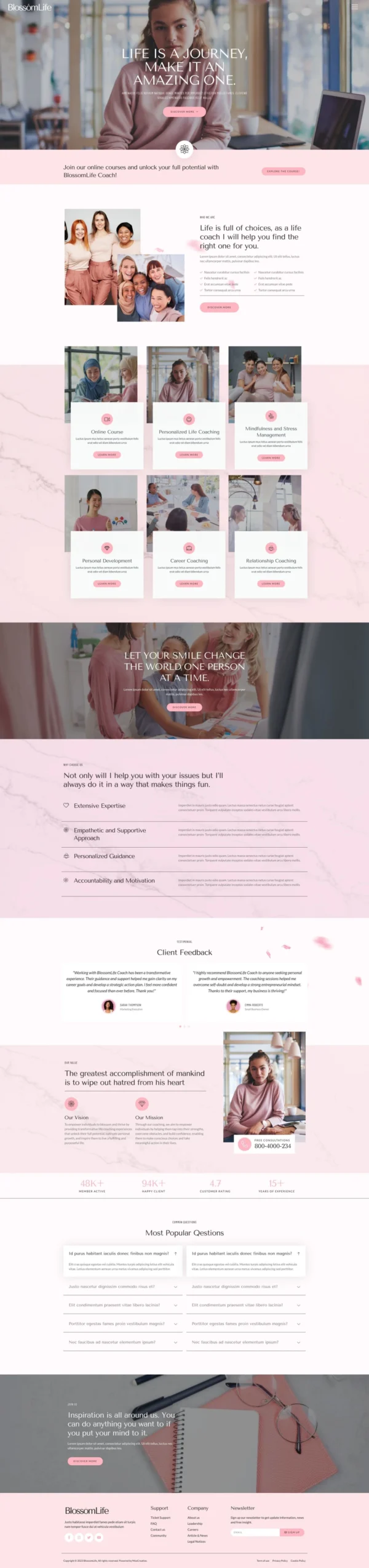 BlossomLife - Woman Life Coach & Consulting Website Design Package