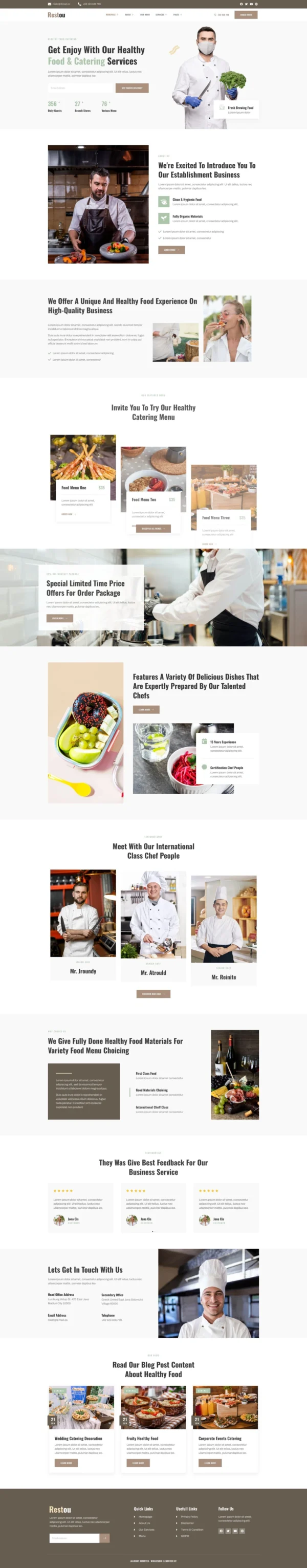 Restou - Healthy Catering Food Services Website Design Package