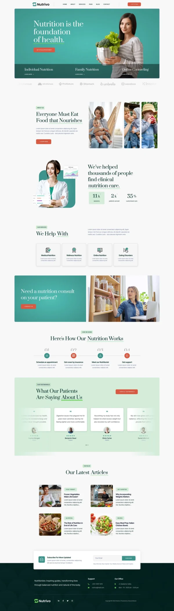 Nutrivo – Nutrition Coach & Nutritionist Website Design Package