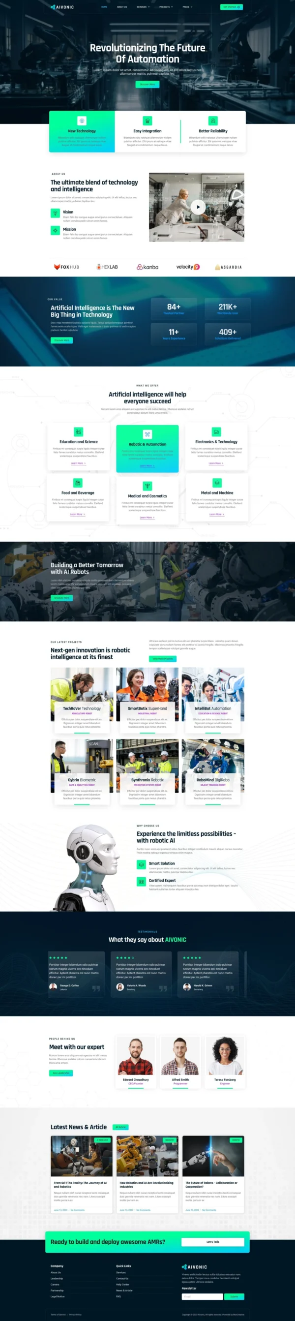 Aivonic - AI & Robotics Website Design Package