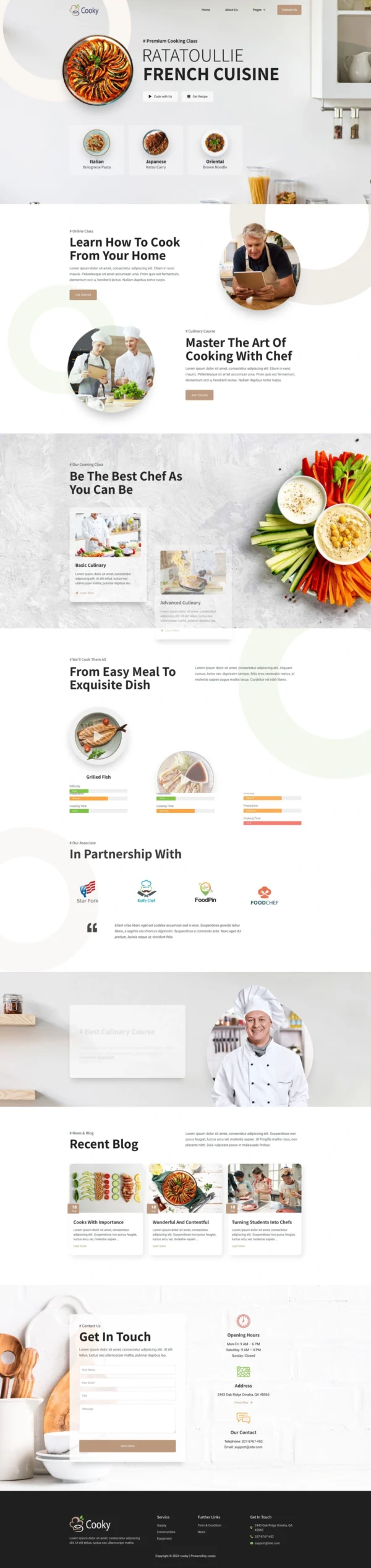 Cooky - Cooking Class Website Design Package