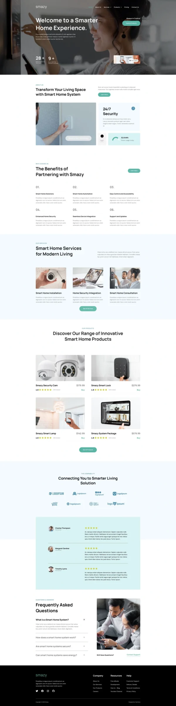 Smazy - Smart Home System Website Design Packages