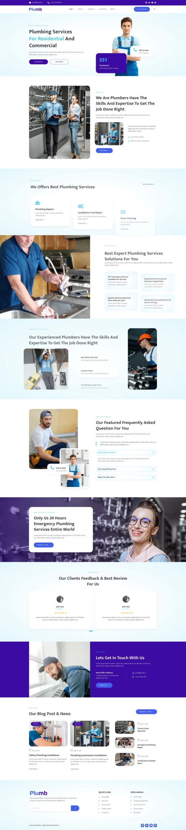 Plumb - Plumbing Installation & Maintanence Website Design Package