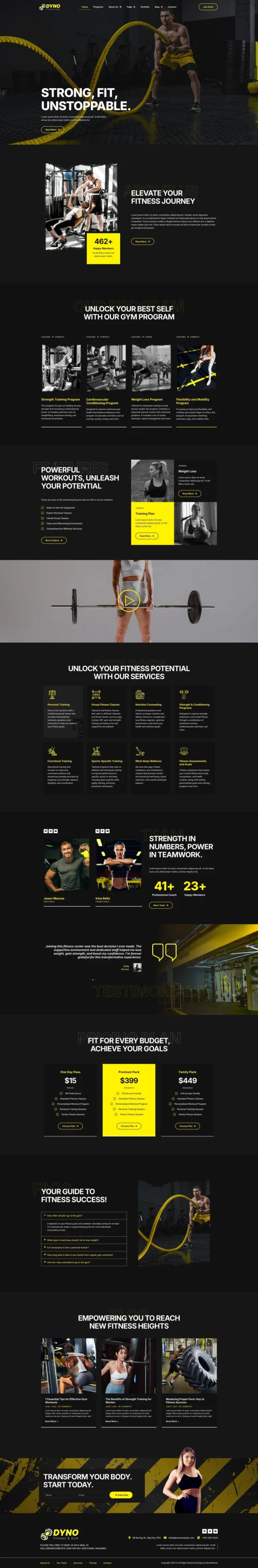 Dyno - Fitness Gym Website Design Package