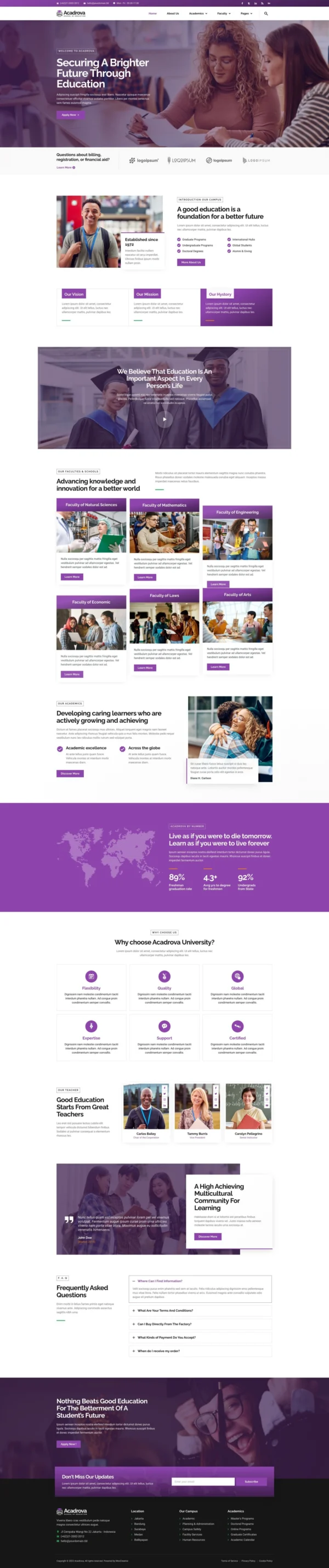 Acadrova - University & School Education Website Design Package