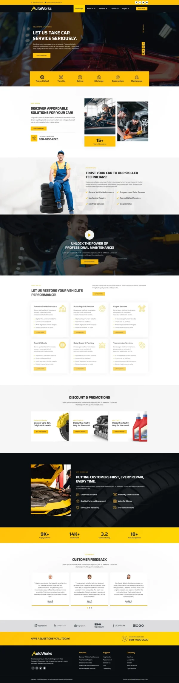 AutoWorks - Car Repair & Auto Services Website Design Package