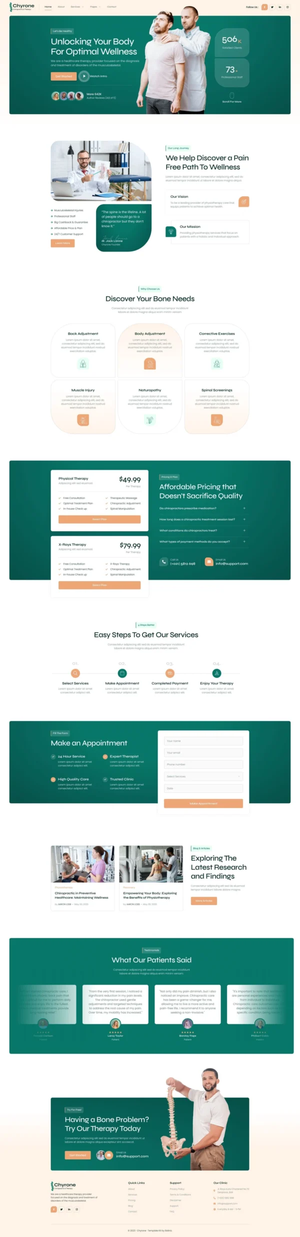Chyrone – Chiropractic & Physiotherapy Website Design Package