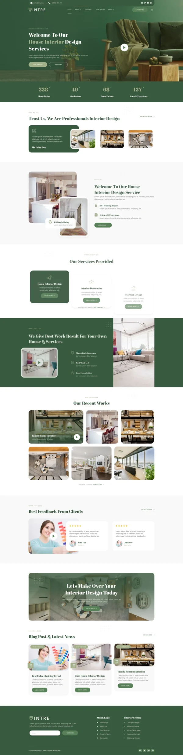 Intre - House Interior Design Service Website Design Package