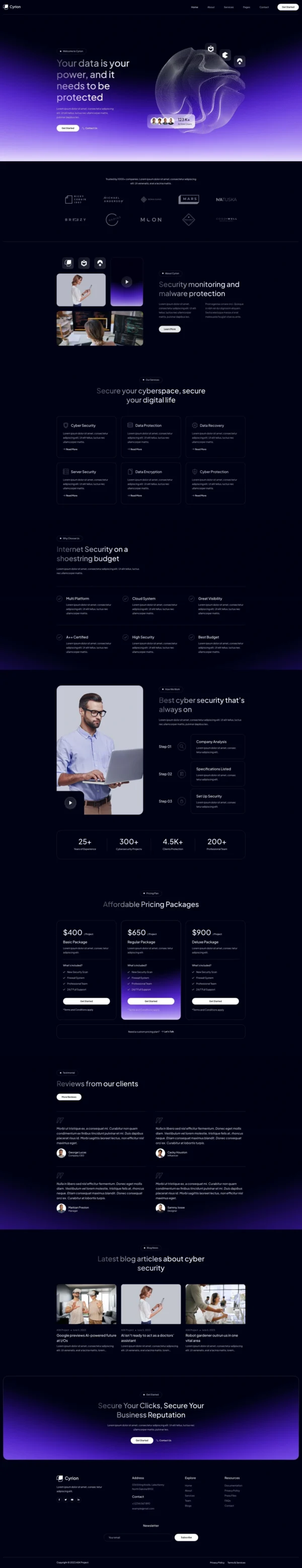 Cyrion - Cyber Security Services Website Design Package