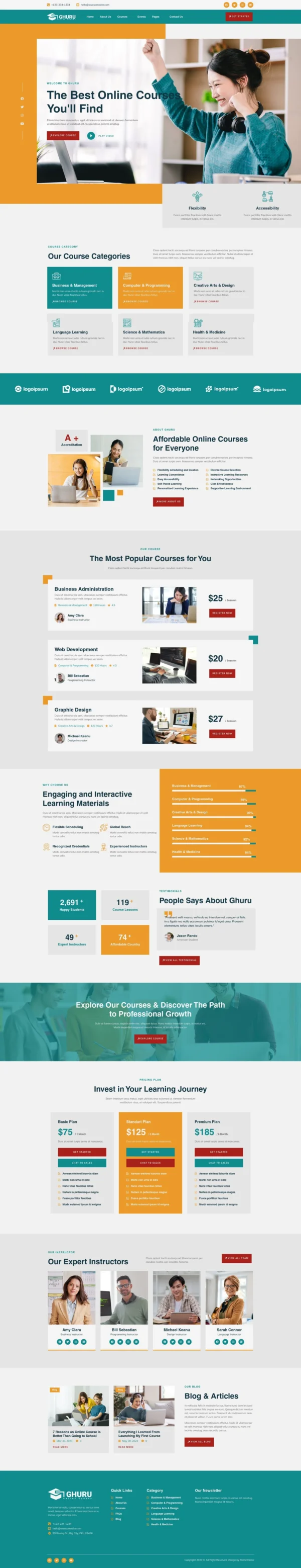 Ghuru - Online Course & Education Website Design Package
