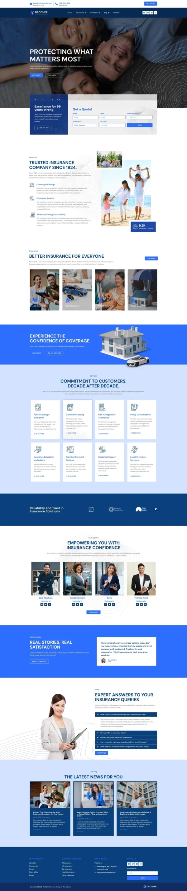 Decover - Insurance Company Website Design Package