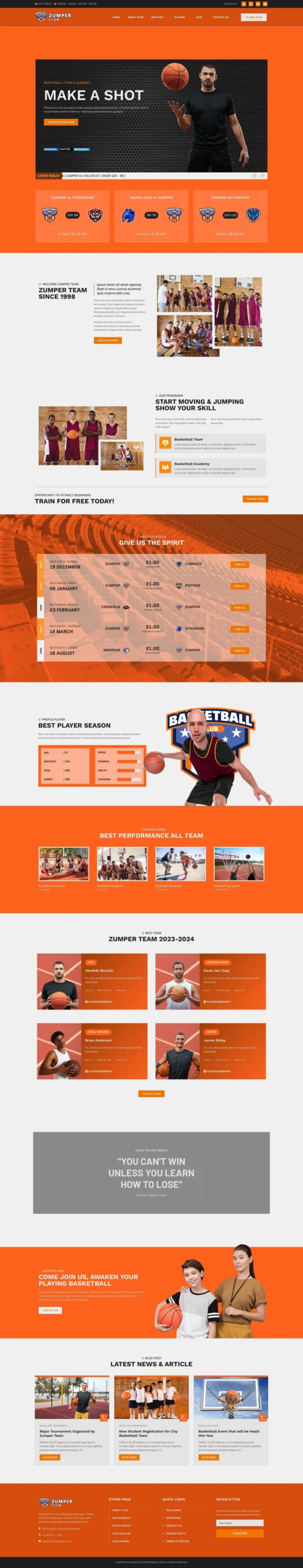 Zumper - Basketball Club & Academy Website Design Package