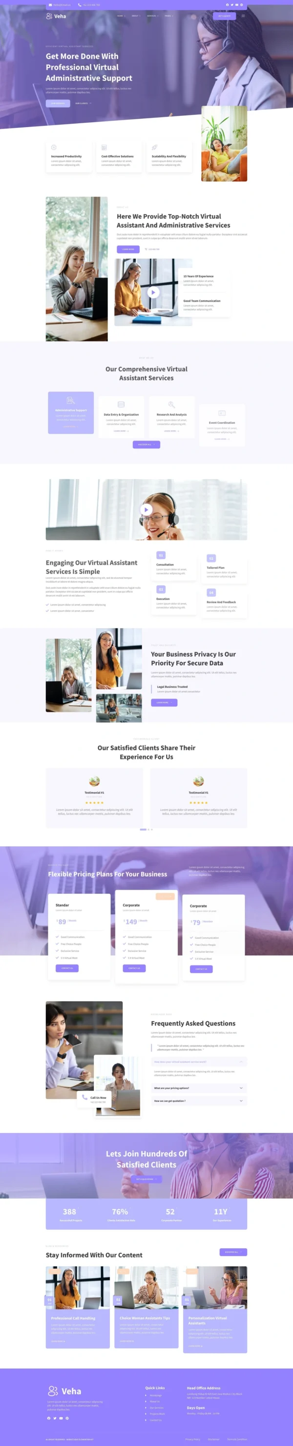 Veha - Virtual Assistant & Administrative Website Design Package