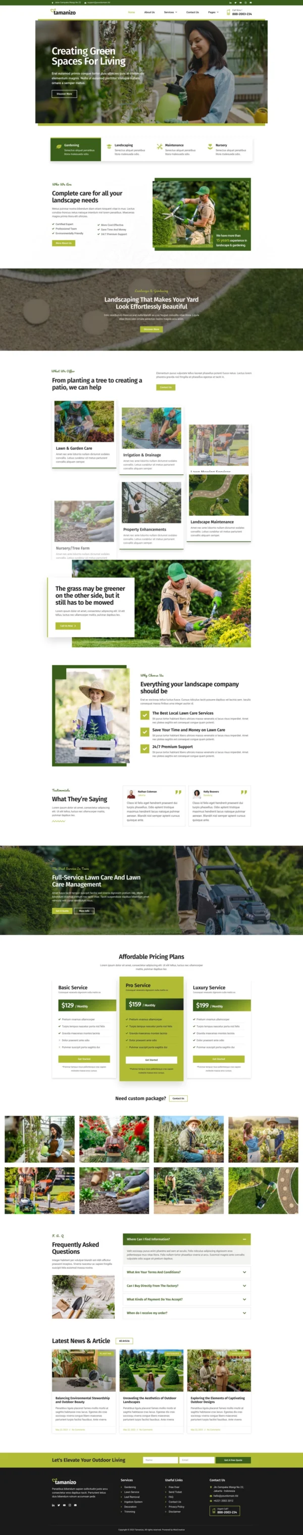 Tamanizo - Gardening & Landscape Website Design Package