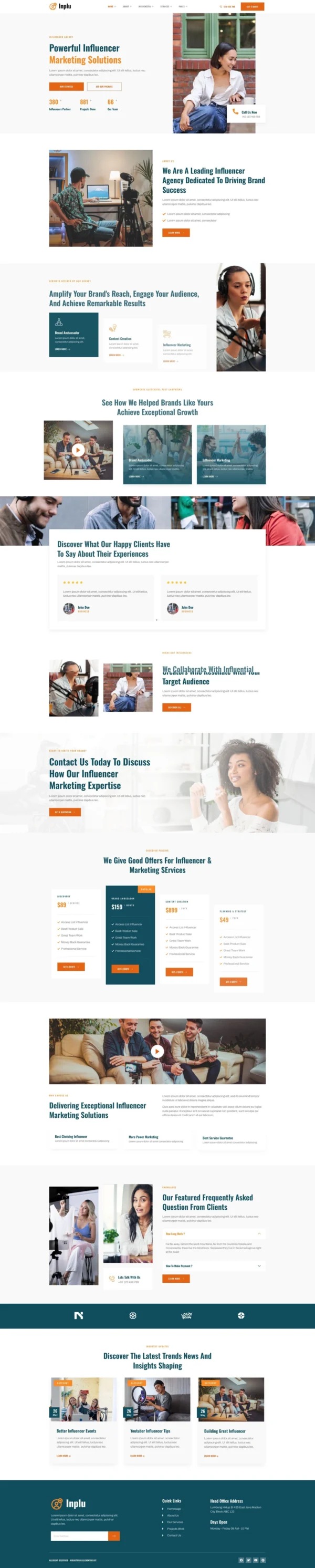 Inplu - Influencer Agency & Marketing Website Design Package