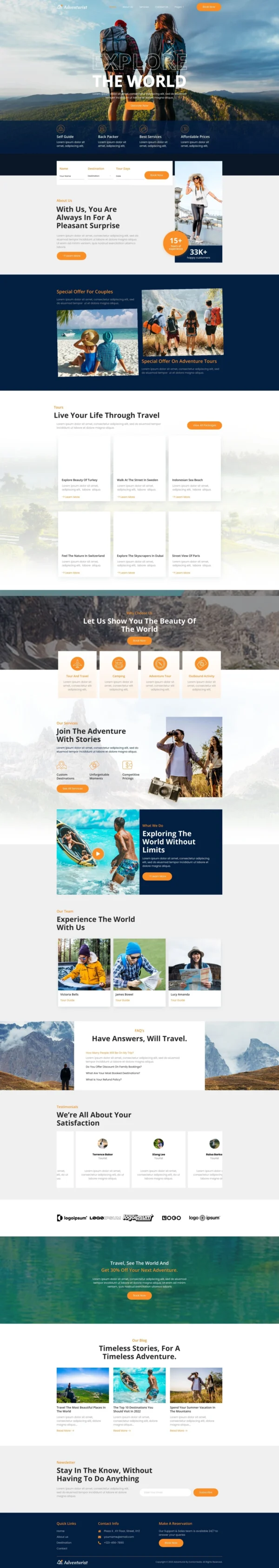Adventurist - Travel & Tourism Agency Website Design Package