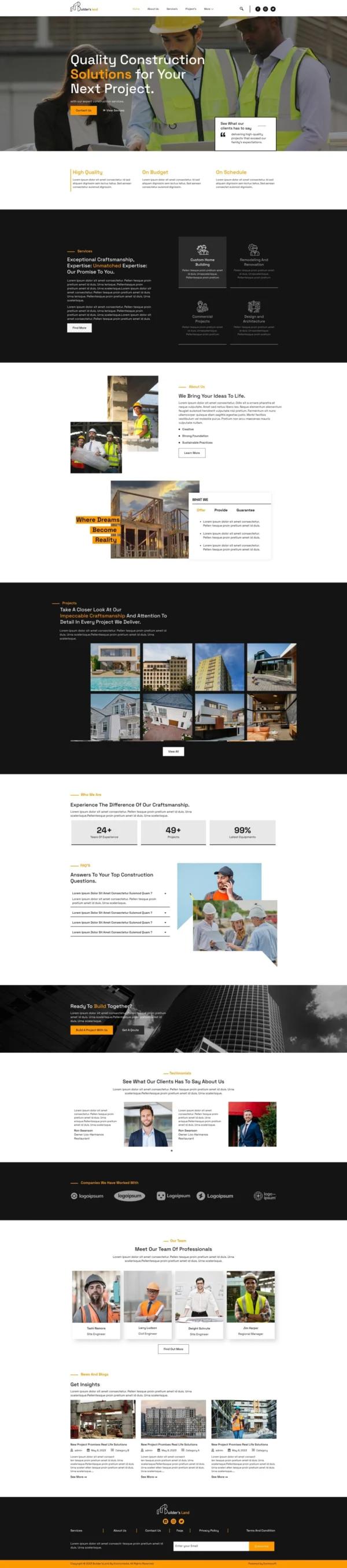 Builders Land - Construction & Building Website Design Package