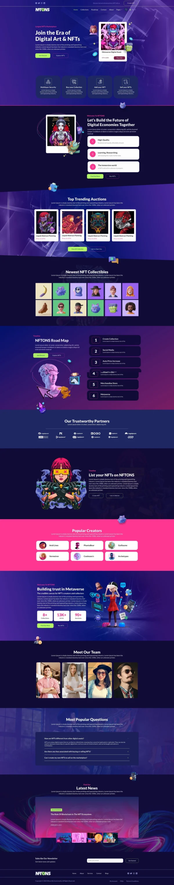 NFTONS - NFT Service & Crypto Currency Website Design Package