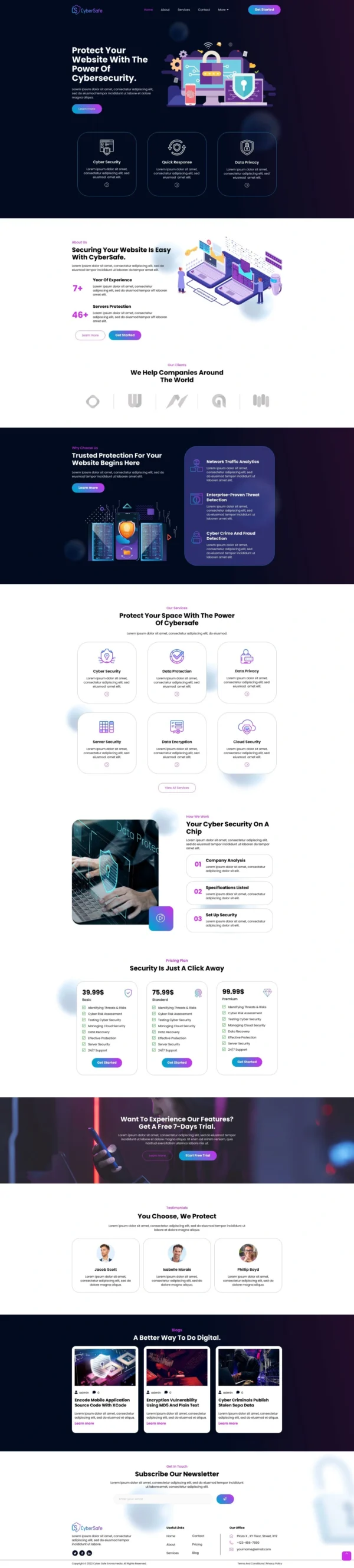 CyberSafe - Cyber Security Service Website Design Package