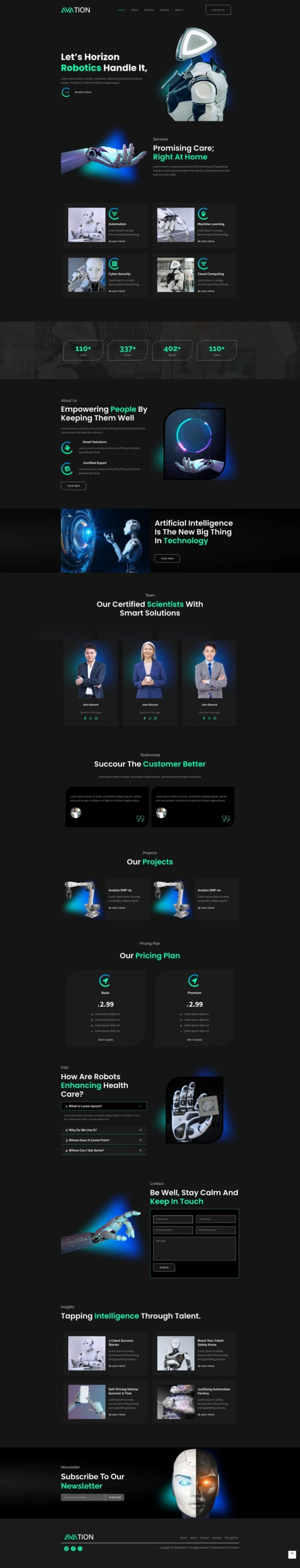 AVATION - Robotics & Artificial Intelligence Website Design Package