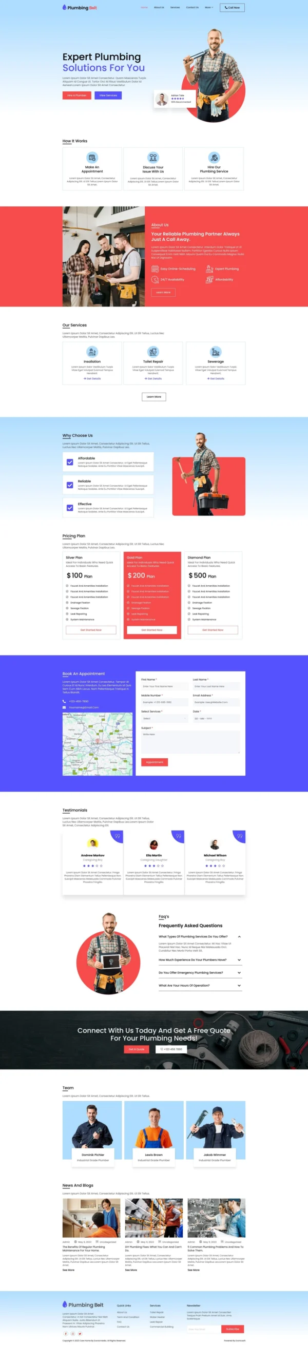 Plumbing Bolt - Plumbing Services Website Design Package
