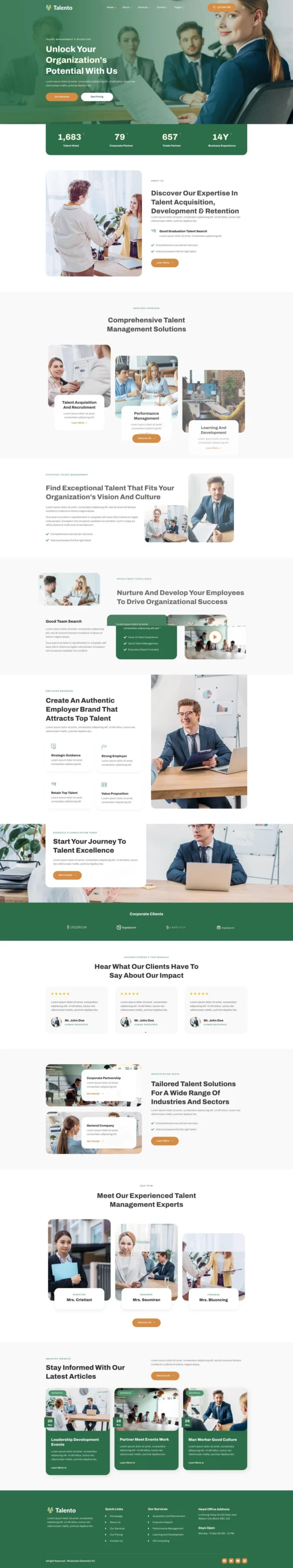Talento - Talent Management & Recruiter Website Design Package