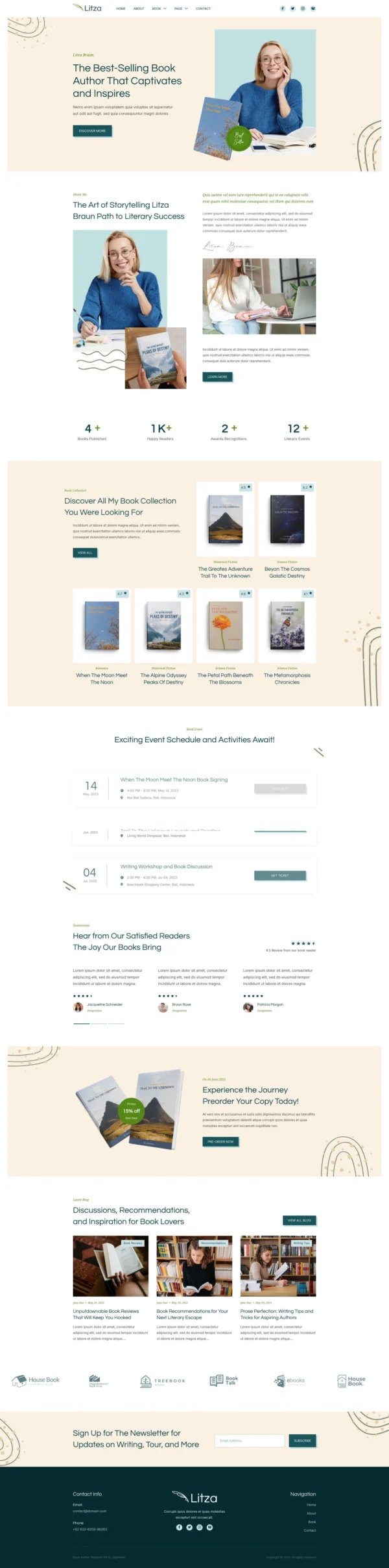 Litza – Book Author & Writer Website Design Package