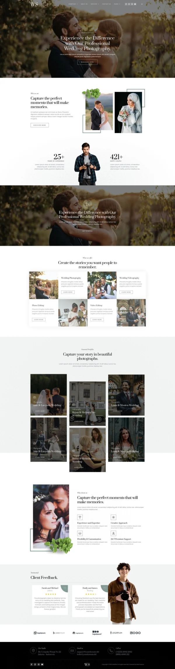 Wedshot - Wedding Photography Service Website Design Package