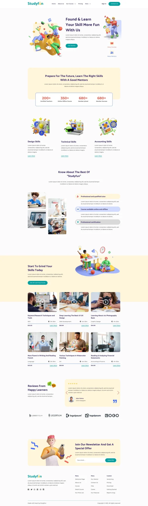 Studyfun - Course Website Design Package