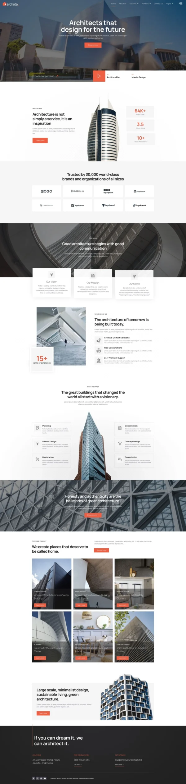 Archeta - Architecture & Construction Service Website Design Package