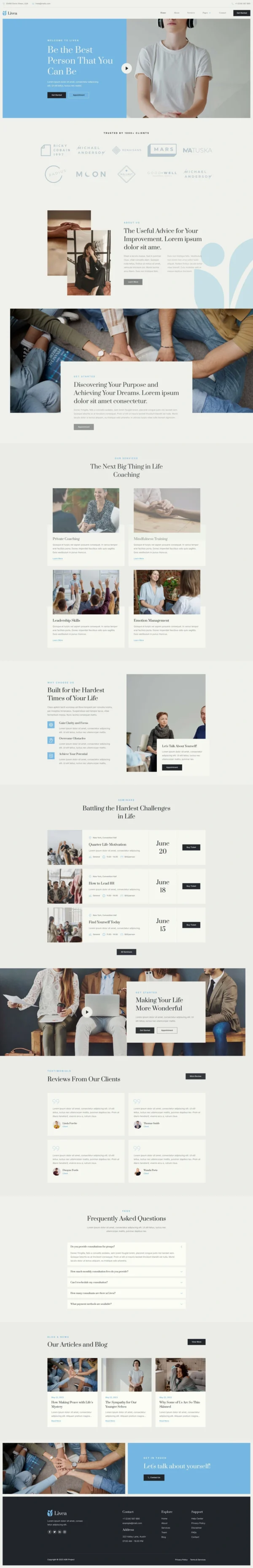 Livea - Life Coach & Speaker Website Design Package