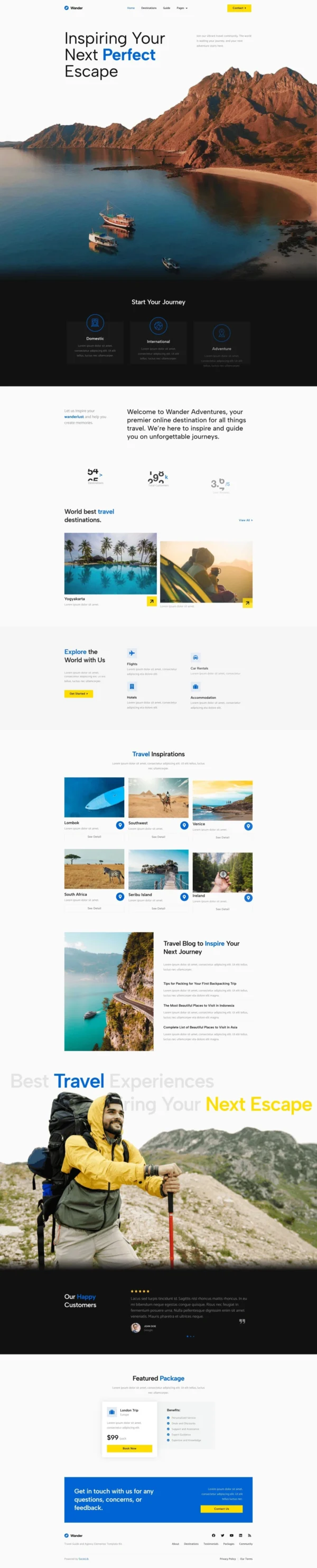 Wander - Travel Guide & Agency Website Design Package