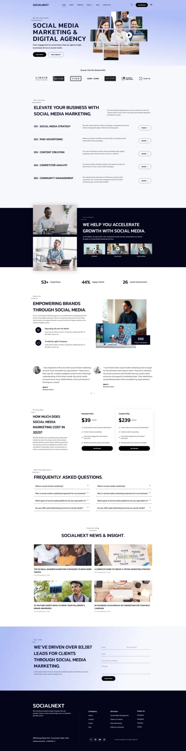 Socialnext - Social Media Marketing Agency Website Design Package