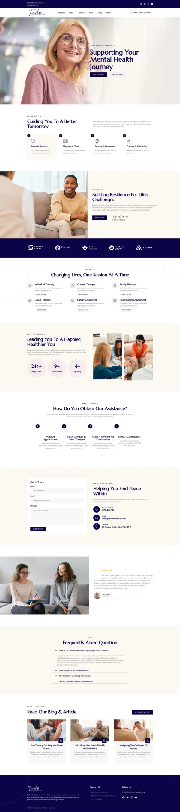 Temotive – Psychology & Counseling Website Design Package