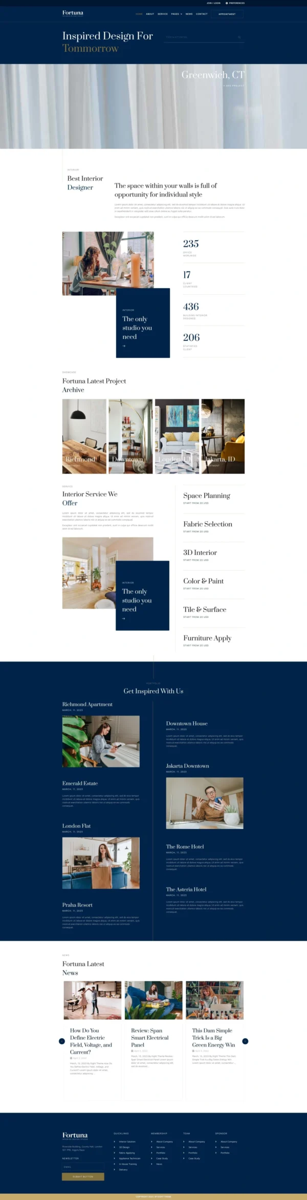 Fortuna - Interior Design Service Website Design Package