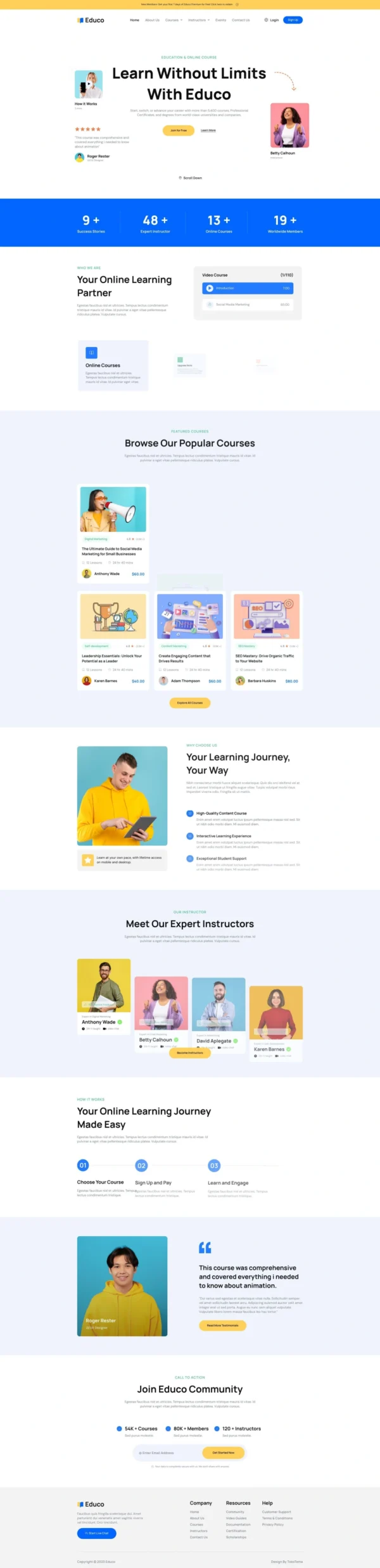 Educo - Education & Online Course Website Design Package