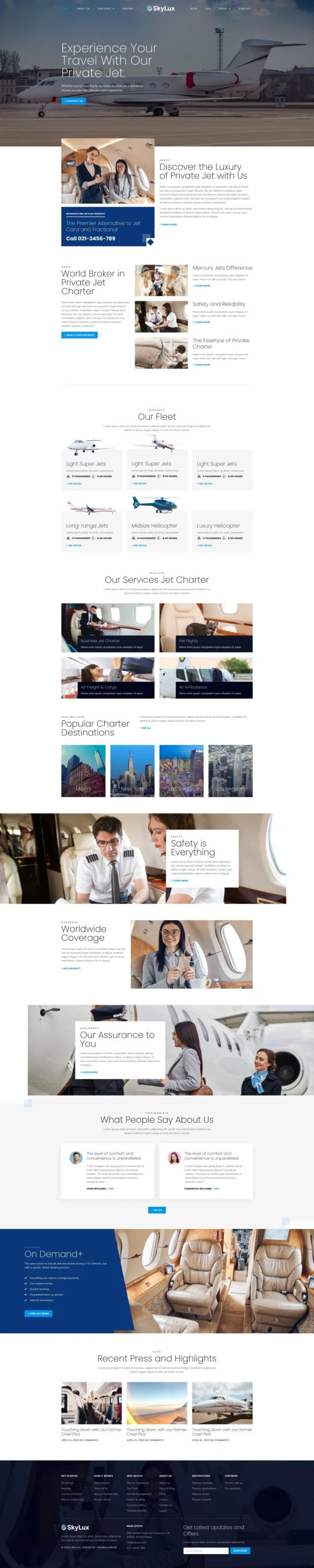 Skylux - Private Jet & Airplane Charter Company Website Design Package