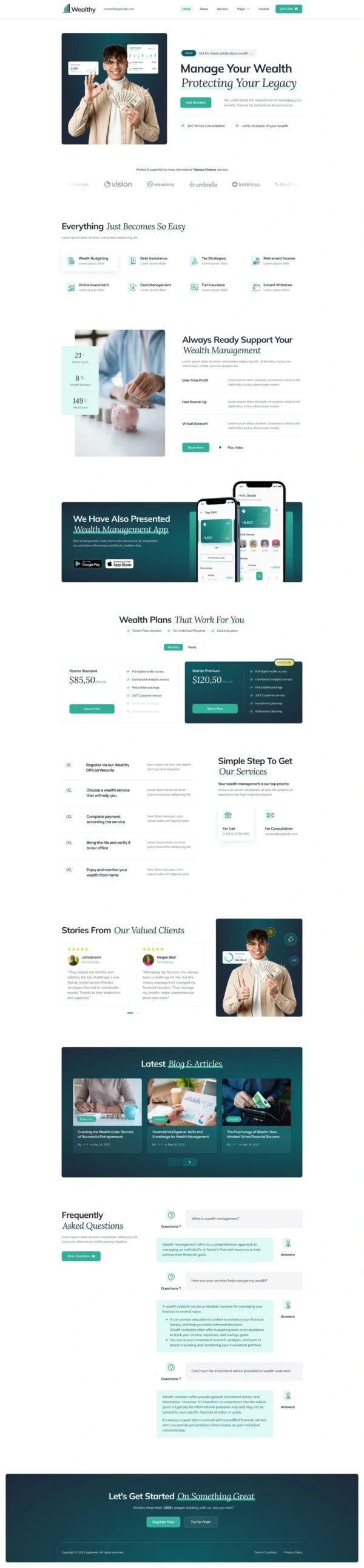 Wealthy – Wealth & Investment Management Website Design Package