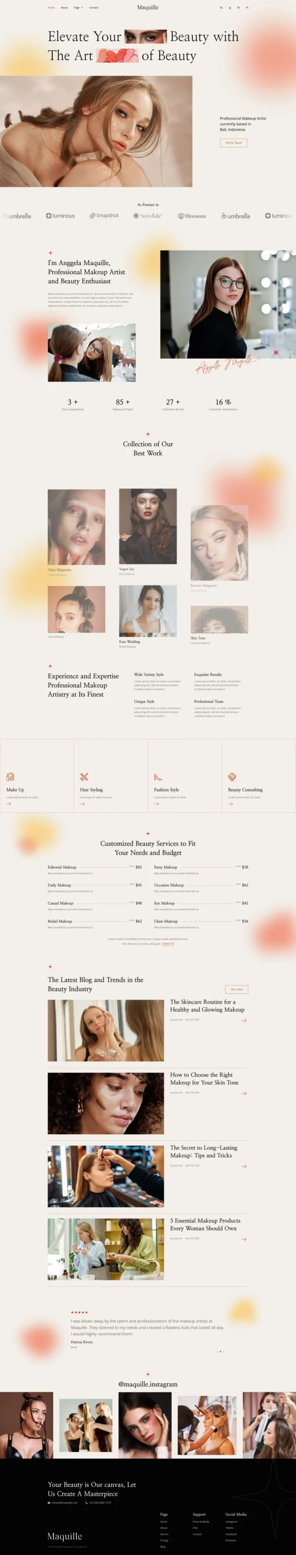 Maquille – Makeup Artist & Hair Stylist Website Design Package