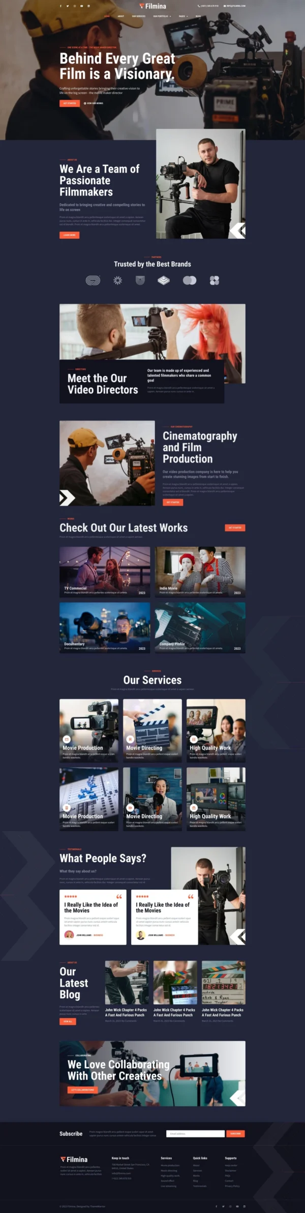 Filmina - Filmmakers & Videographer Website Design Package