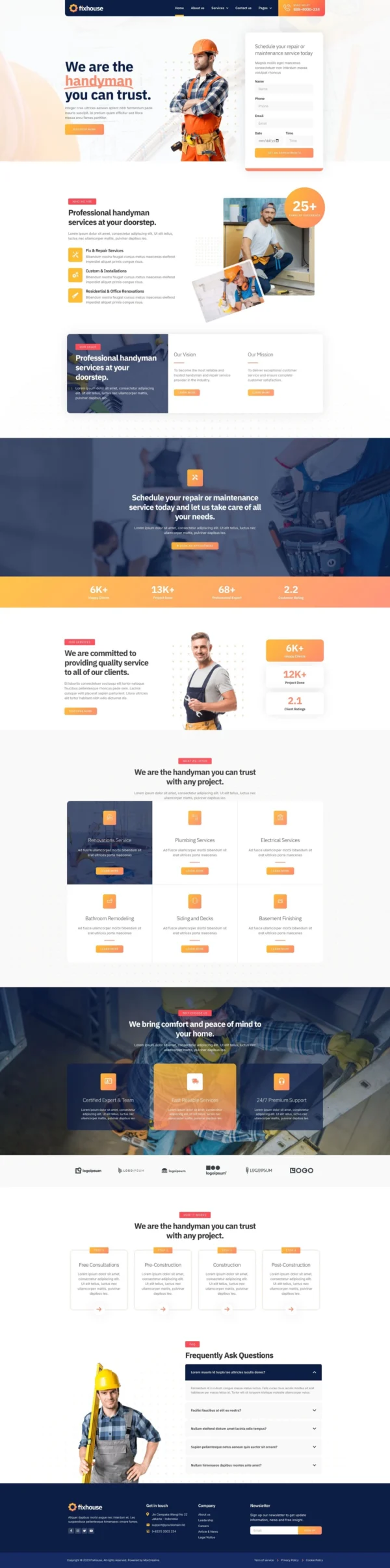 FixHouse - Handyman & Repair Service Website Design Package