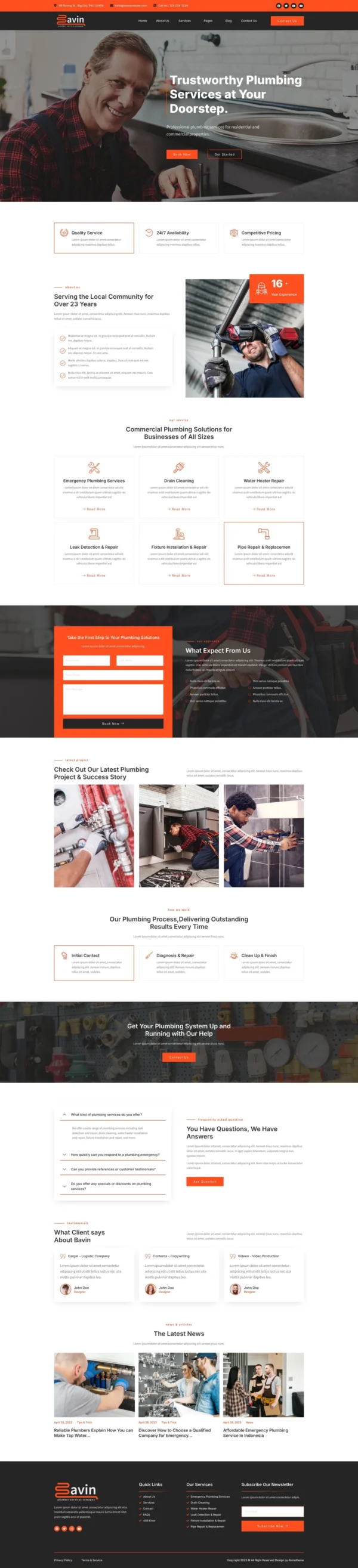 Bavin - Plumbing Service Company Website Design Package