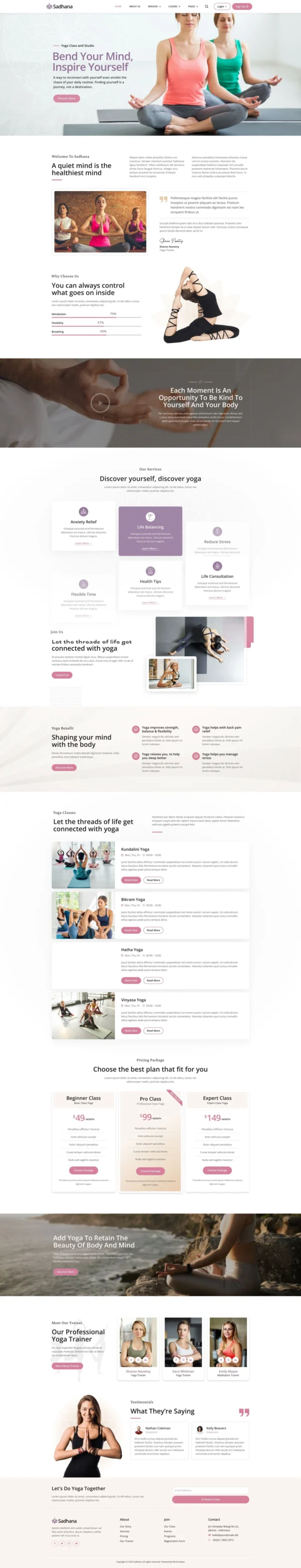 Sadhana - Yoga Teacher & Studio Website Design Package