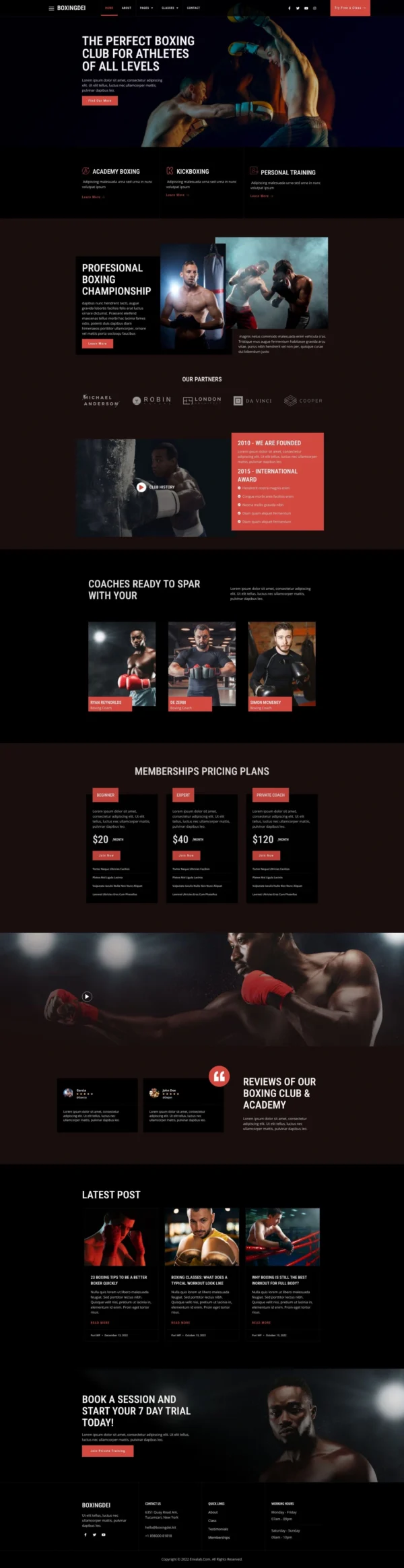 Boxingdei - Boxing Club Website Design Package