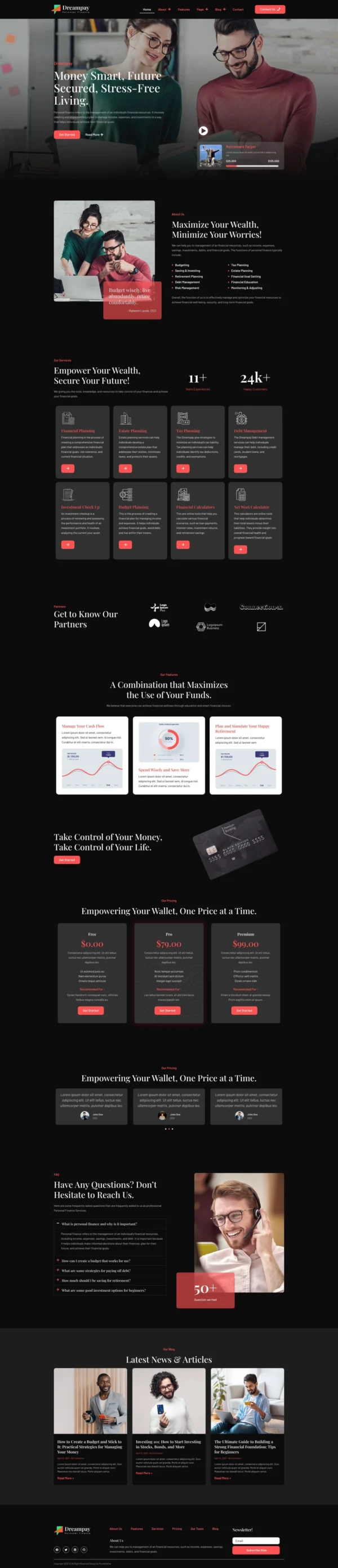 Dreampay - Personal Finance Website Design Package