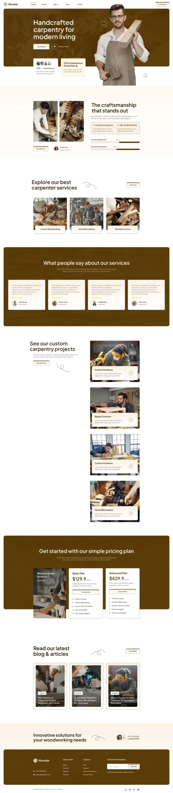 Woodsie – Carpenter & Craftsman Website Design Package