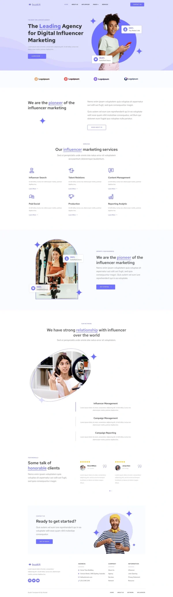 Buzkit - Influencer Marketing Agency Website Design Package