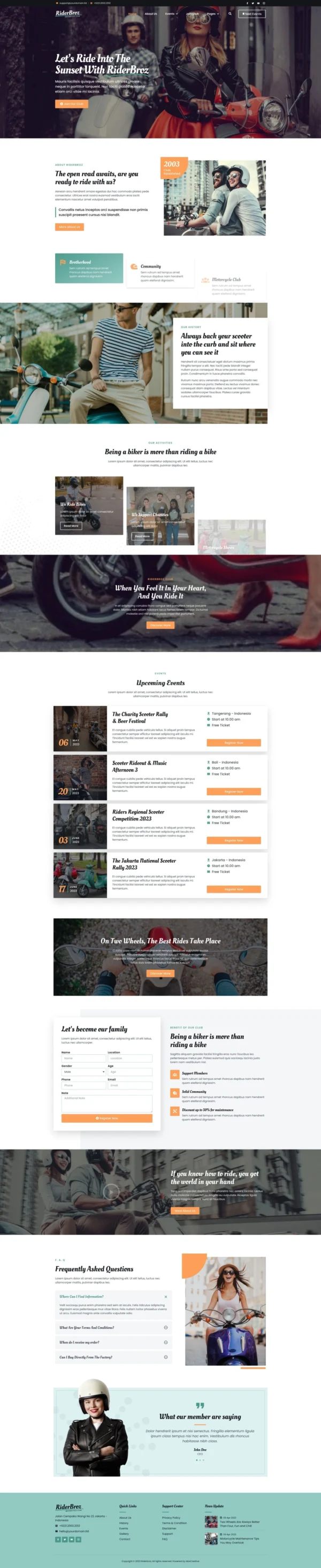 RiderBroz - Motorcycle Club Website Design Package