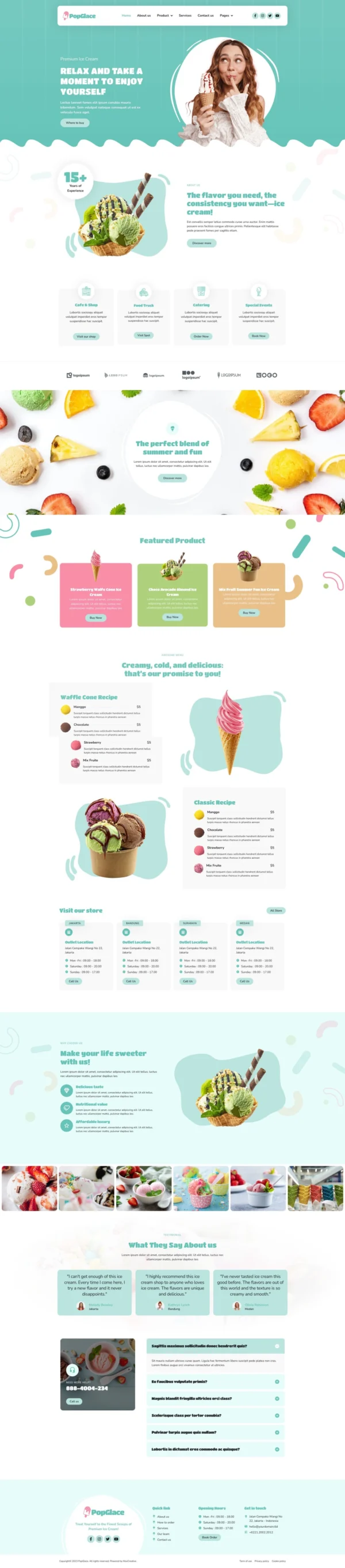 PopGlace - Ice Cream Shop Website Design Package
