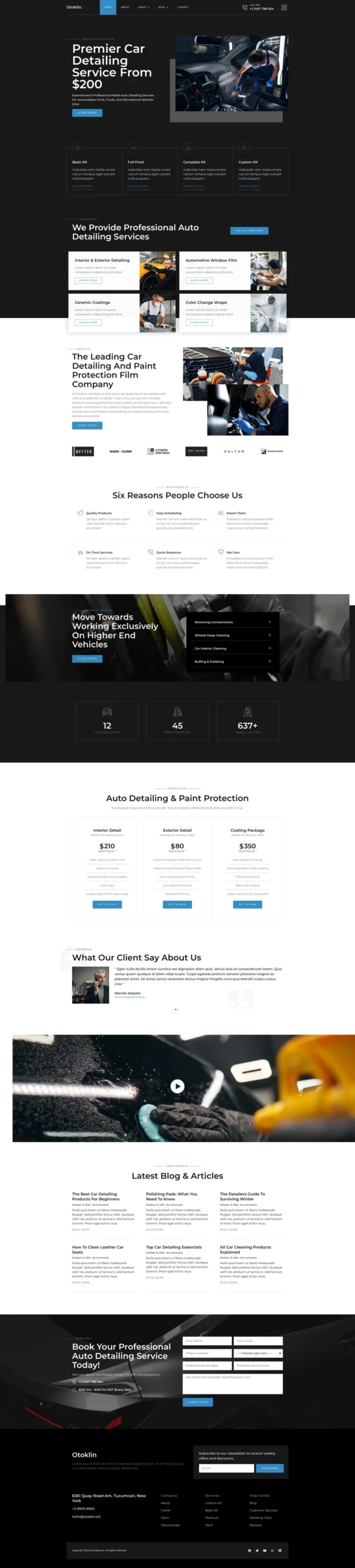 Otoklin - Car Detailing Service Website Design Package